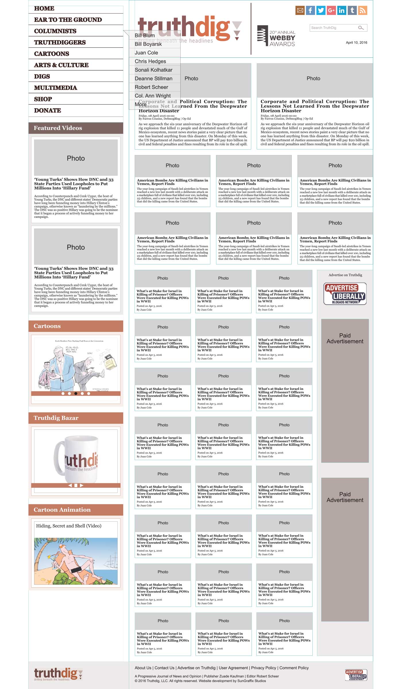 truthdig wireframe image page 1 of 4 - intro