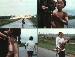 2nd Photo, Vietnam, boy and girl running from napalm attack.